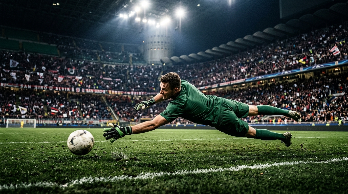 Goalkeeper diving to make a save during a Premier League match